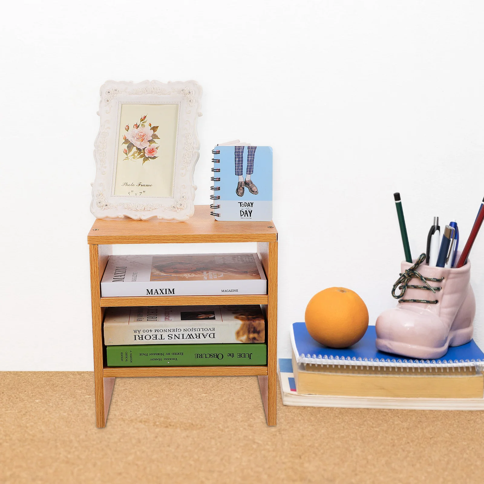 

Wooden Desktop Organizer Multi-Layer Desktop Storage Cabinet Stable Storage Shelf Desk Cabinet Space Saving Home Decoration