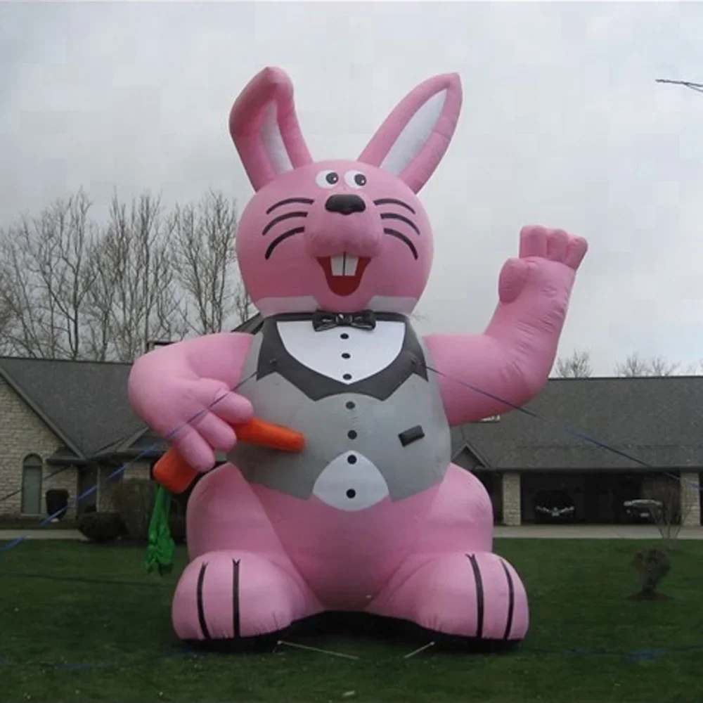 

Easter Bunny Giant Pink Inflatable Giant Rabbit Mascot Cartoon Party Festive Outdoor Yard Inflatable Easter Decorations