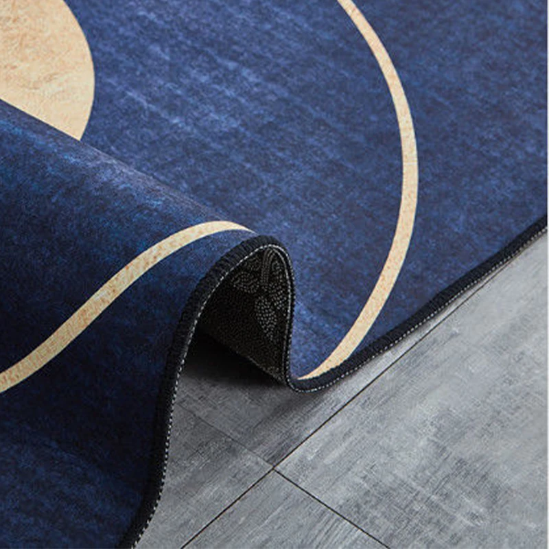 Golden Patterned Marble Foldable Long Runner Rug Home Decoration Luxury Non-slip Soft Carpet Easy Clean Lint-free Corridor Mat