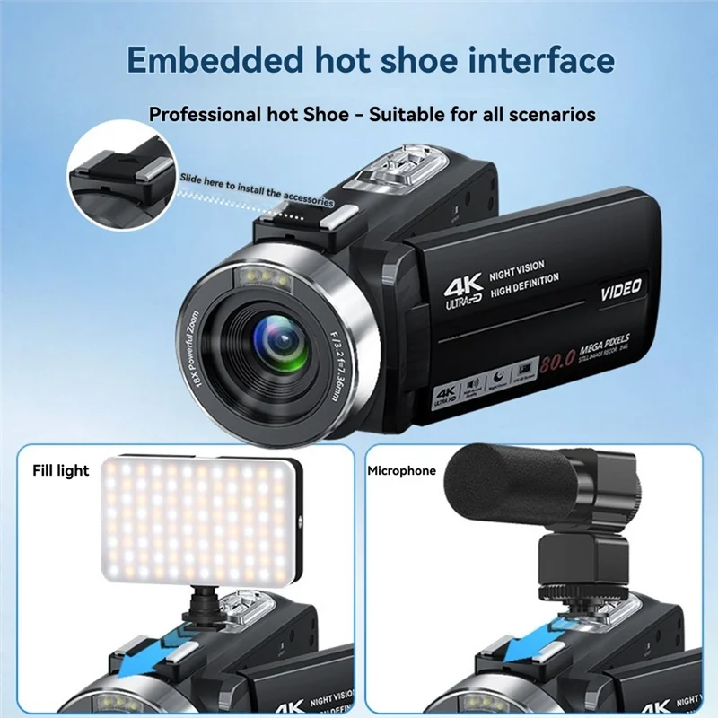 80MP Camcorder Video Camera 270° Rotation 3