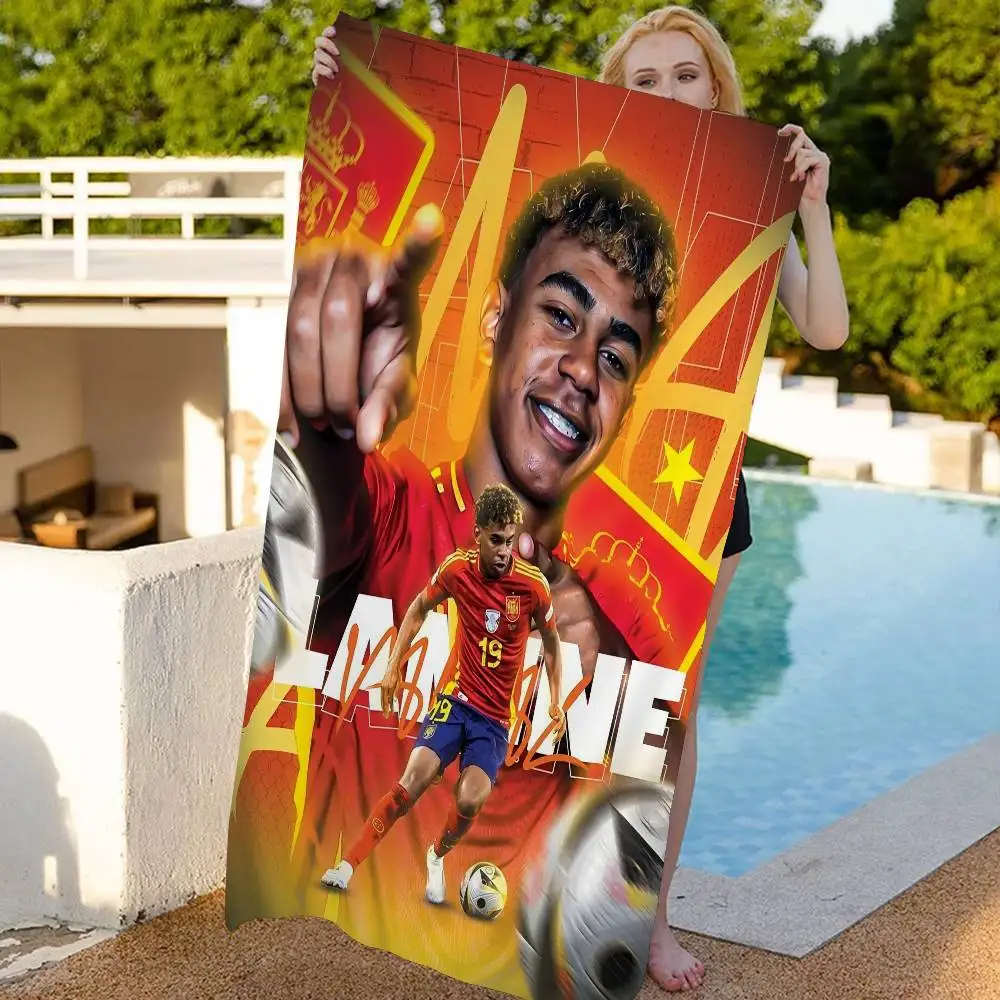 L-Lamine FootballStar Y-Yamal Anime Beach Swimming Towel Soft Absorbent Washcloth Children's Gifts for Kids Travel Camping Gym