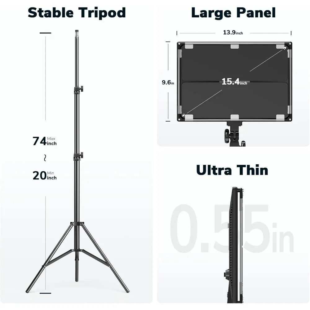 Iluminación de fotografía, paquete de 2 luces LED de vídeo con control remoto, panel de luz bicolor regulable de 45 W para transmisión en vivo/tipos de bodas