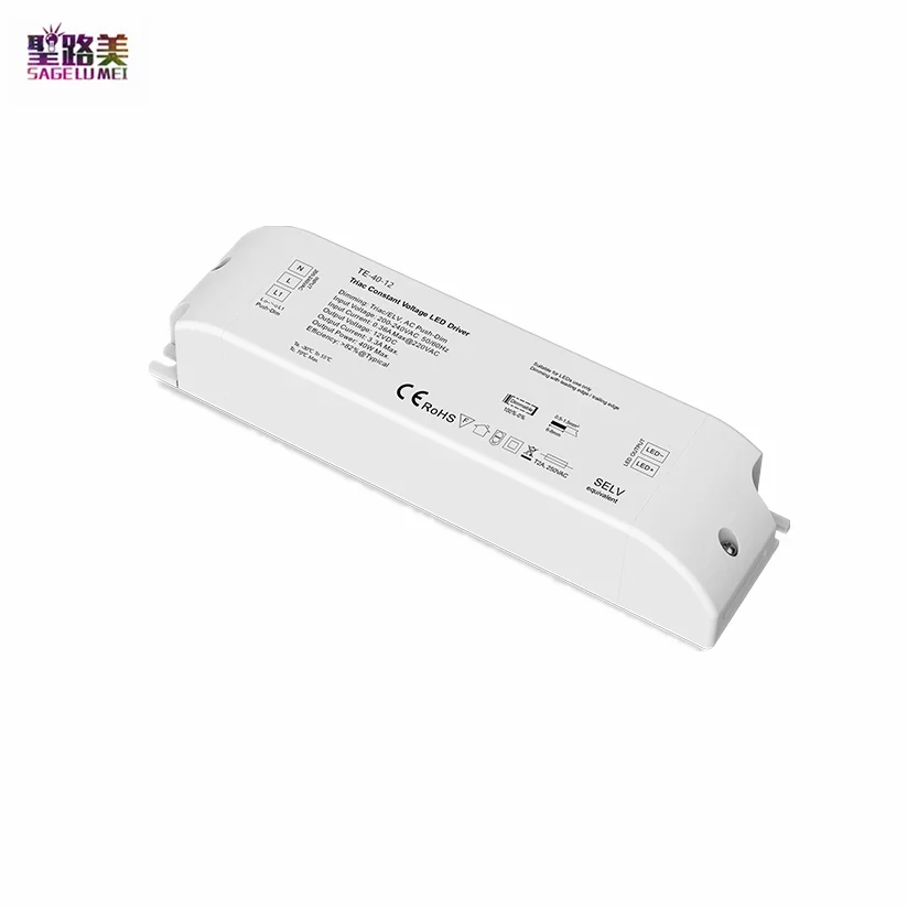 AC220V to 12V 40W Triac Dimmable LED Driver 24V DC Inverter Push-Dim  PWM Digital Dimming For 5050 2835 3528 Single Color Tape