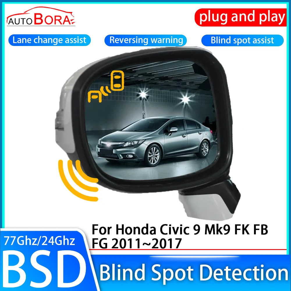 ZhuCamX Car Blind Spot Detection System BSD BSA Sensor Drive Rear Mirror Monitoring for Honda Civic 9 Mk9 FK FB FG 2011~2017