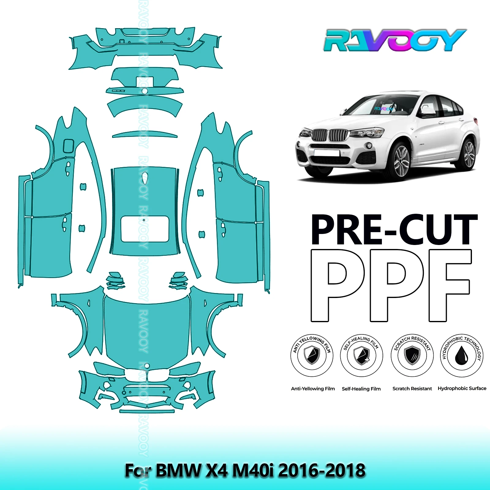 

For BMW X4 M40i 2016-2018 Full Vehicle Clear Bra 8.5Mil Precut PPF Paint Protection Film
