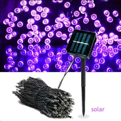 8Colors Outdoor Solar Light Garden Warm/Purple/RGB LED Strip String Fairy Lights Solar Lamp Waterproof Garland Christmas Decor