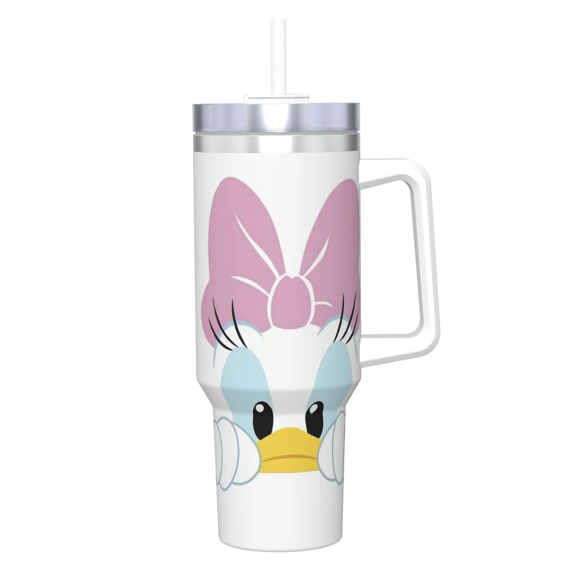 

Стакан Daisy Duck и Donald из нержавеющей стали, термочашки с соломинкой и крышкой, кружки большой емкости, чашки для горячих напитков