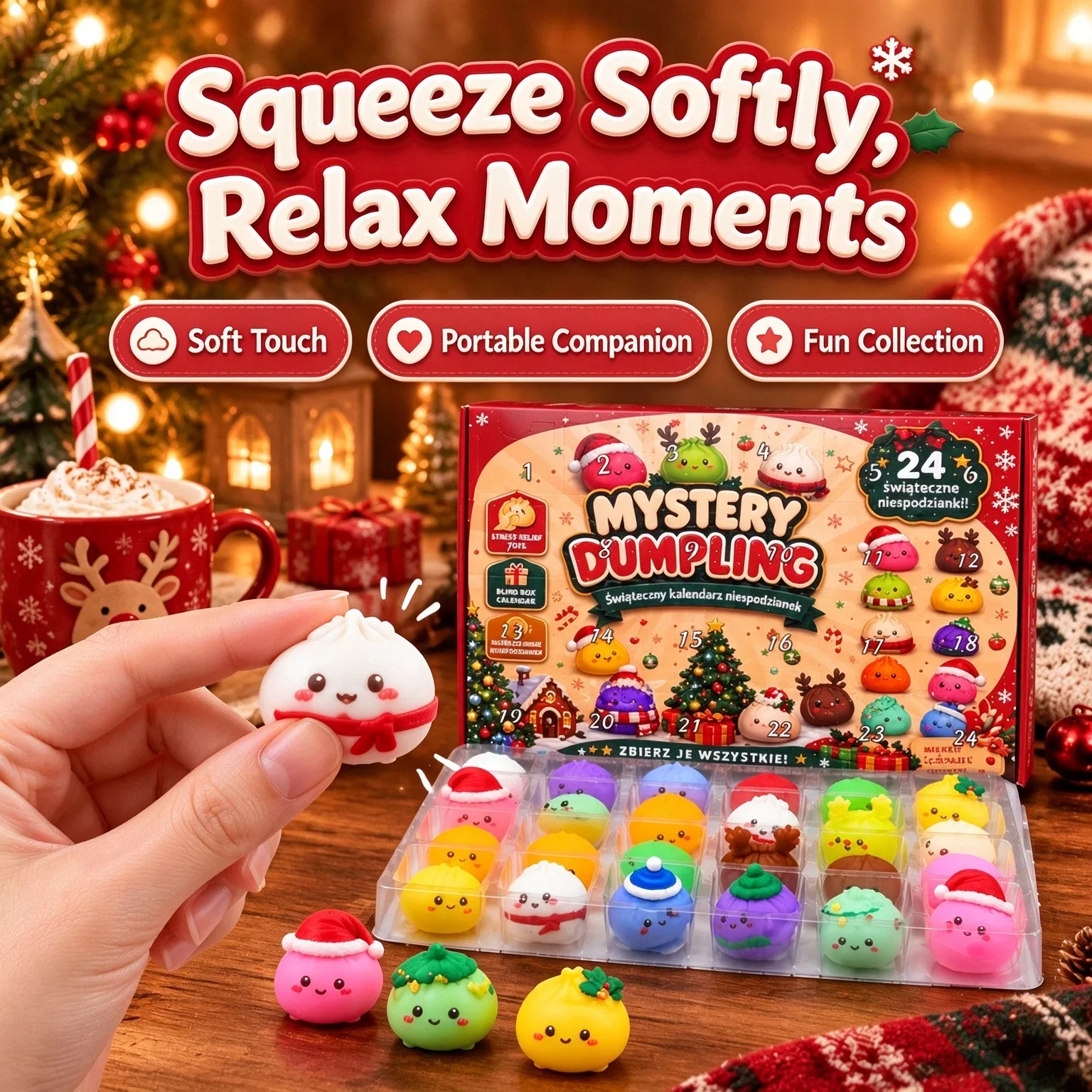 Hot Christmas Squishies Advent Calendar 24 Days Countdown Adviento Navidad Dumpling Squishy Slow Rising Squeeze Home Decor Gift