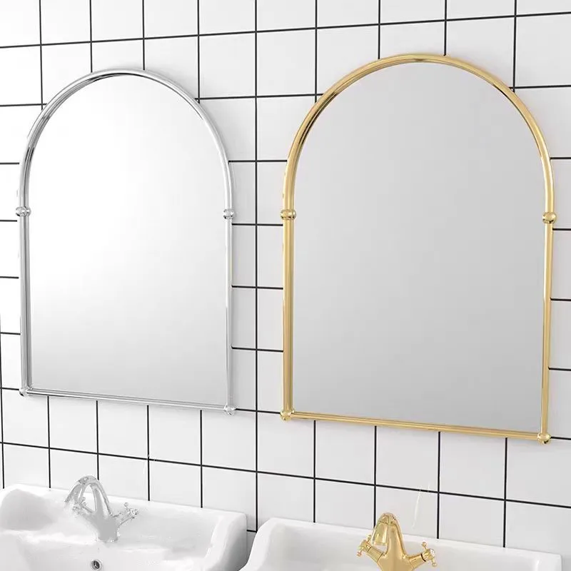 Miroir de salle de bains en arc Vintage français, miroir de salle de bains en laiton doré, vue européenne, Dressing de salle de bains