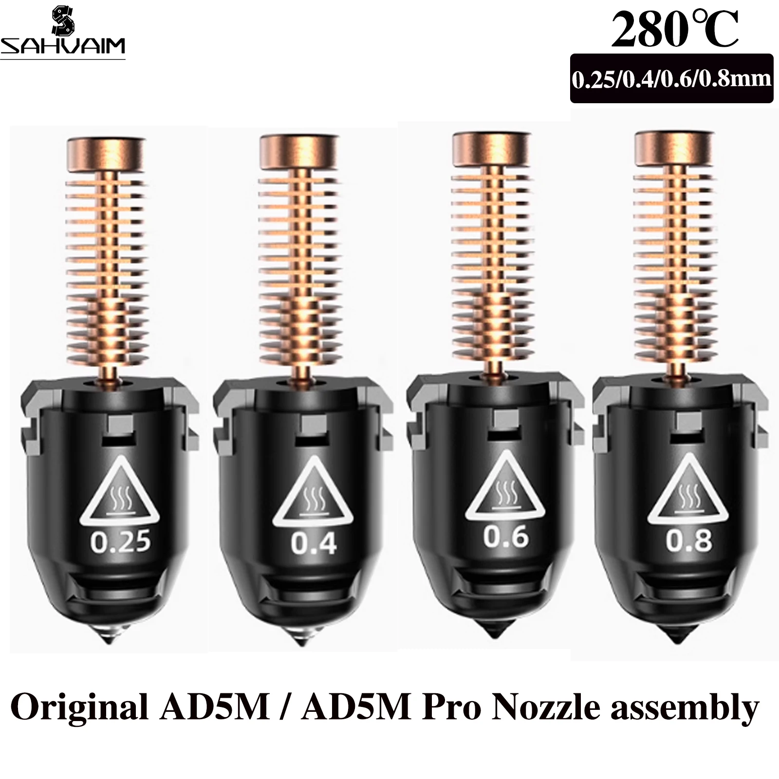 Upgrade For Flashforge Adventurer 5M/5M Pro Nozzle Kit Assembly Hotend 0.25mm/0.4mm/0.6mm/0.8mm High Speed Nozzles 3d Printer