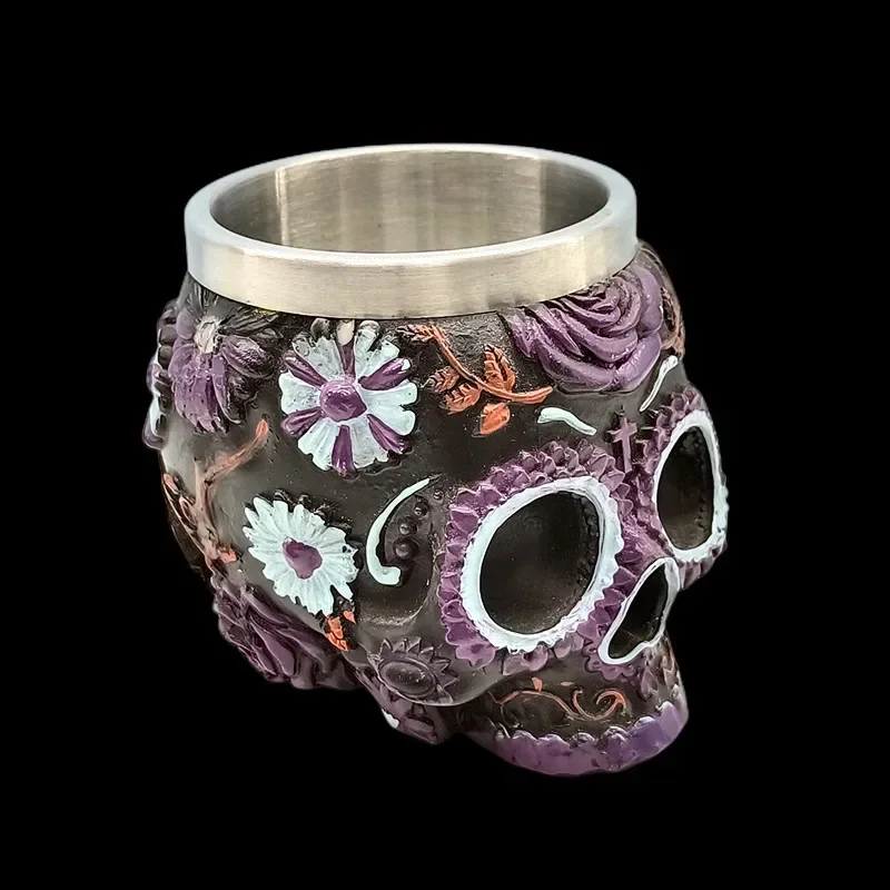 Skull Goblet Resin Steel Cup Creative Beer Mug Gothic 3D Wine Glass Mugs Tea Mug Cocktail Glass Anime Mug Halloween Gift