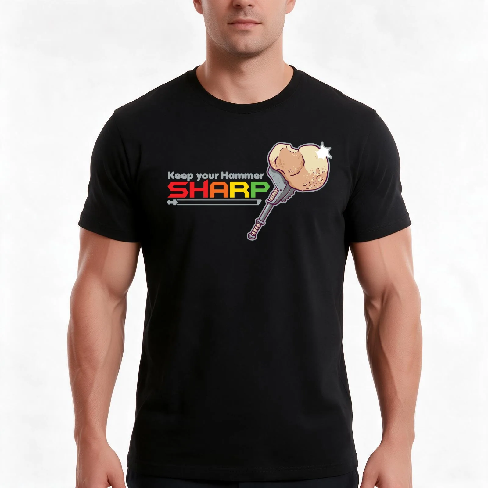 Keep Your Hammer Sharp T-Shirt, Summer Casual Cotton Tee, Oversized Streetwear Tops, Vintage Graphic Print, Unisex Men Women