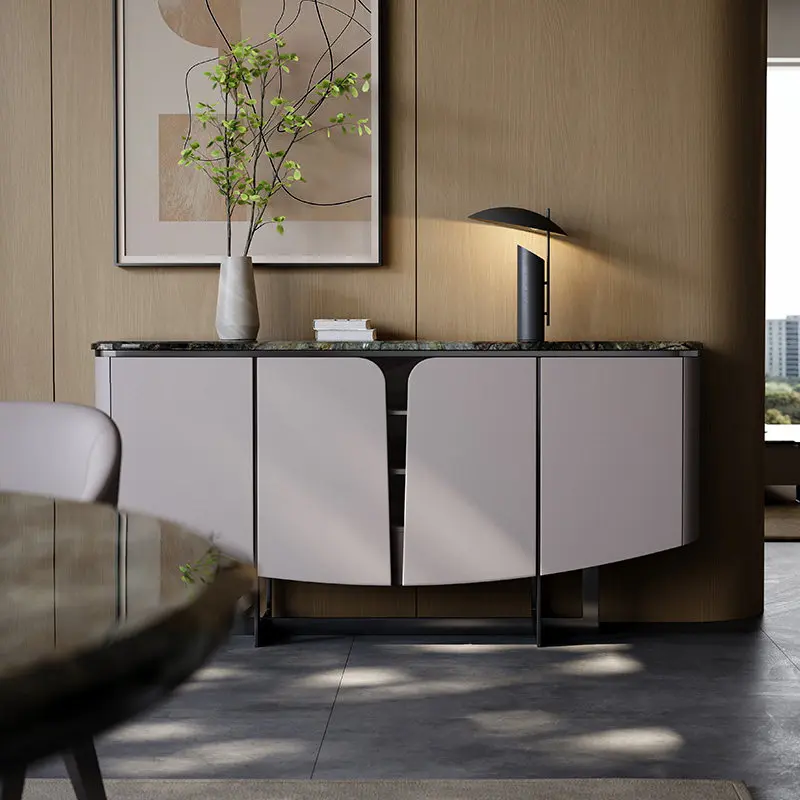 

Natural light luxury high-end wall locker minimalist stainless steel wine cabinet