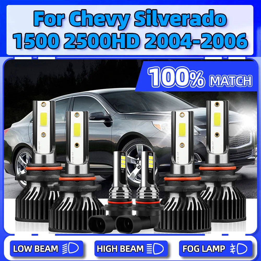 

12V Canbus LED Headlight Bulbs 360W Plug And Play Car Head Lamp 6000K Fog Lights For Chevy Silverado 1500 2500 HD 2004 2005 2006