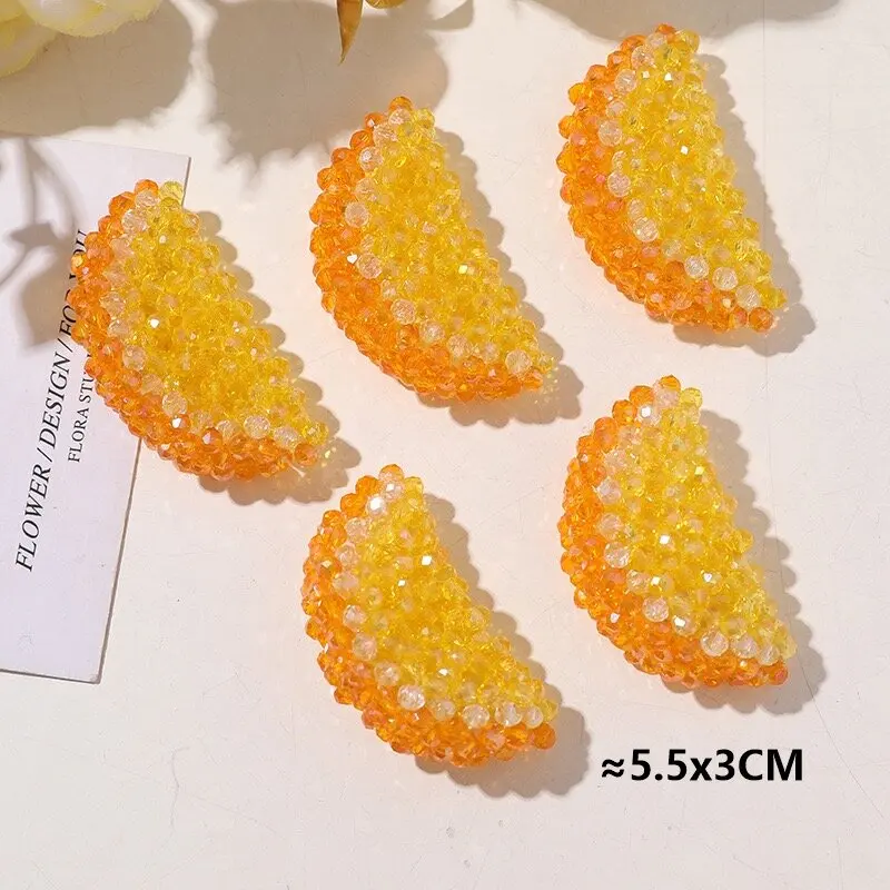 

Orange Segment Crystal Beads Beaded Embellishment for Jewelry Making Accessory 2pcs Vintage DIY Decoration Ornaments Wholesale