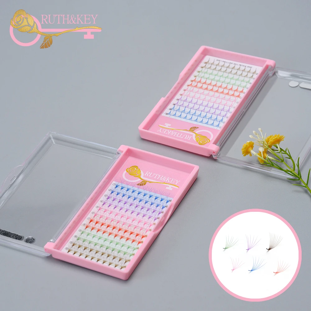 6D 10D Premade Volume Colored Eyelash Extension Mixed Tray Fans C D Curl Lash Fans Pointed Handmade Promade Loose Fan Thin Base