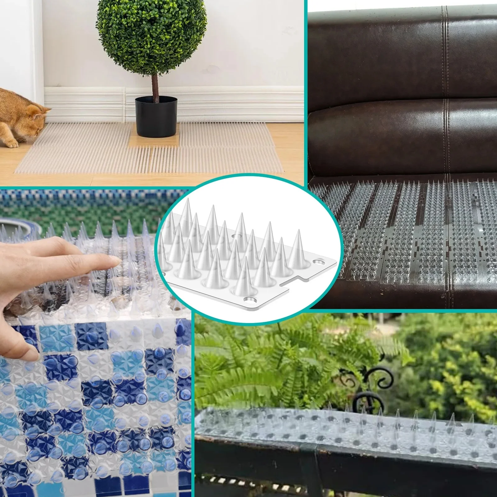 12/24 Stück Transparente Kunststoff Anti-Katzen-Stichschutzmatte Geeignet für Innen- und Außenbereich Vogelabwehr, Verhindert Tauben, Vögel, Eichhörnchen – Detail 6