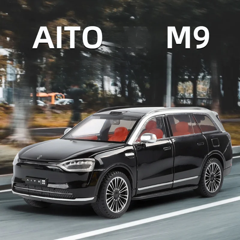 

1:24 AITO M9 SUV Car Model with Sound Light Children Diecast Toy Vehicles Collection Miniature Voiture Home Decor Car Toy Gift