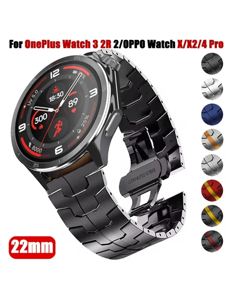 Luxuriöses Edelstahlarmband für OnePlus Watch 3 2R 2, 22 mm Metall-Ersatzarmband für OPPO Watch X2 X 4Pro/OnePlus 46 mm Armband