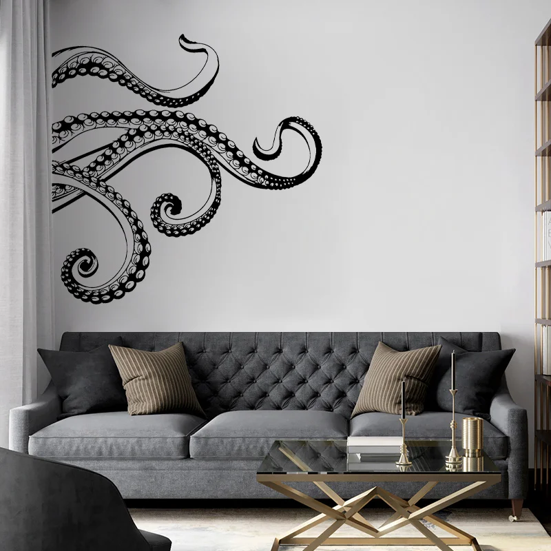 Bathroom Wall Decals Kraken Octopus Tentacles Wallsticker Vinyl Home Decoration Sea Fish Nautical Murals Removable Sticker A626