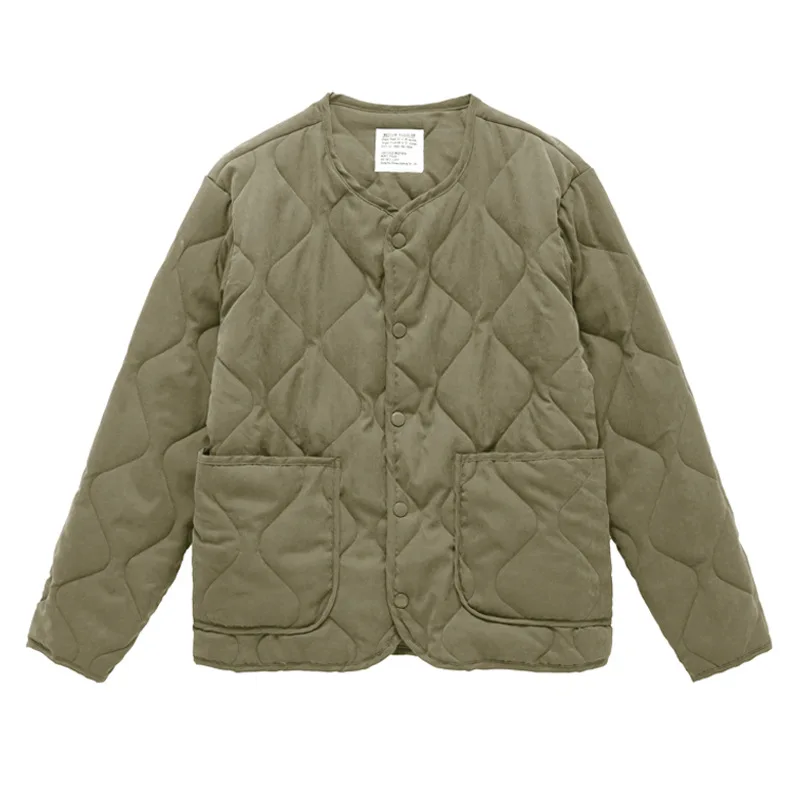 2025 Winter New Fashion Men's Loose Solid Color Vintage O-neck Long Sleeve Cotton Padded Jacket Male Jacket Coat Clothes Coats