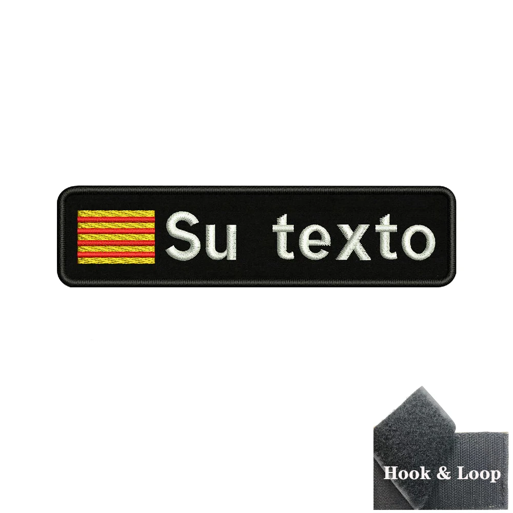 1PC 10cmx2.5cm Catalan flag Catalonia Custom Personalized Name Patch Stripes Badge tags Armband Iron On Or Hook Loop embroidered