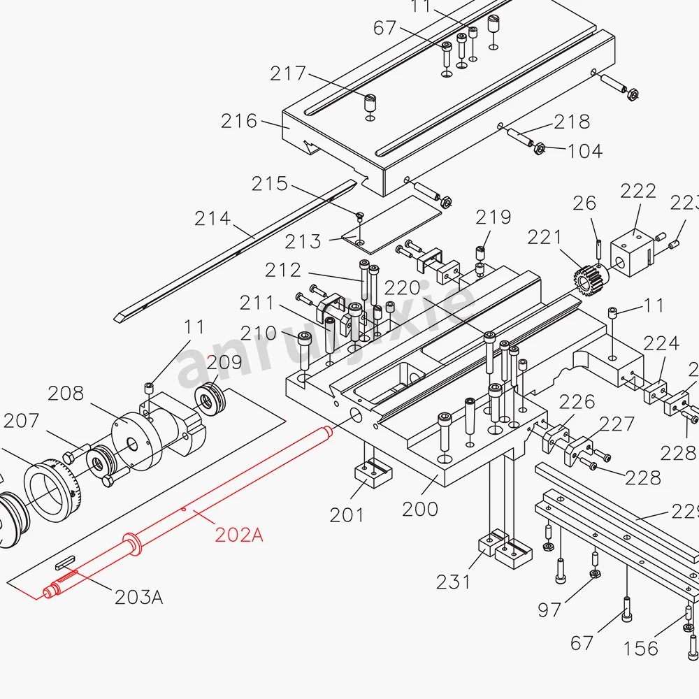 Cross Slide Feed Screw-Metric Bench Lathe for SIEG SC4-202A Metric Lathes