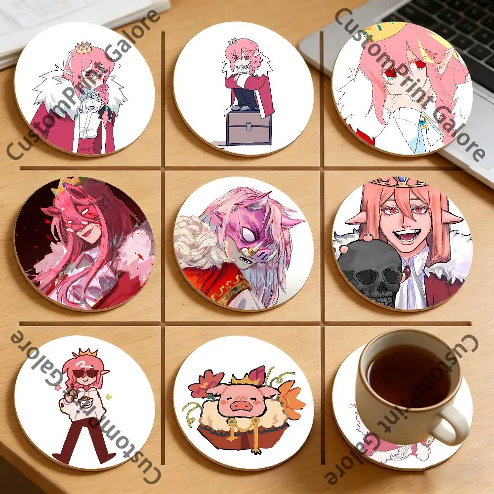 

T-Technoblade T-Techno Fanart Round Pine Coasters Durable Reusable Beautiful Home Decor Non-Slip Water-Resistant