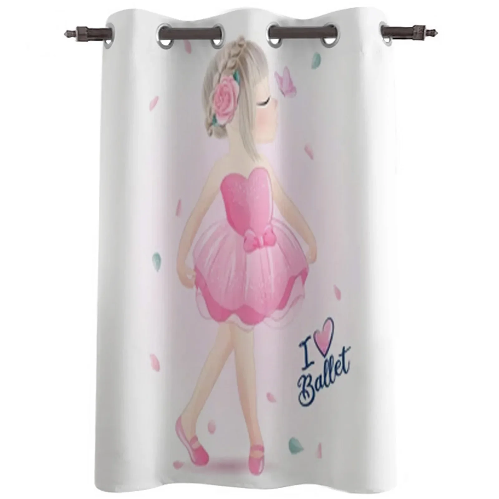 Cute Girl with Ballerina Window Curtain for Kids Room Home Blinds Curtains for LivingRoom Bedroom Drapes