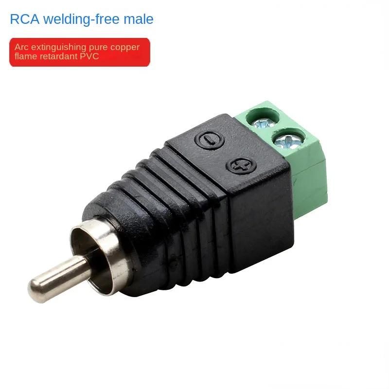 Monitor Solderless AV Male And Female Connector RCA Audio Plug Green End Positive And Negative Screw Av Lotus Male TV Conn