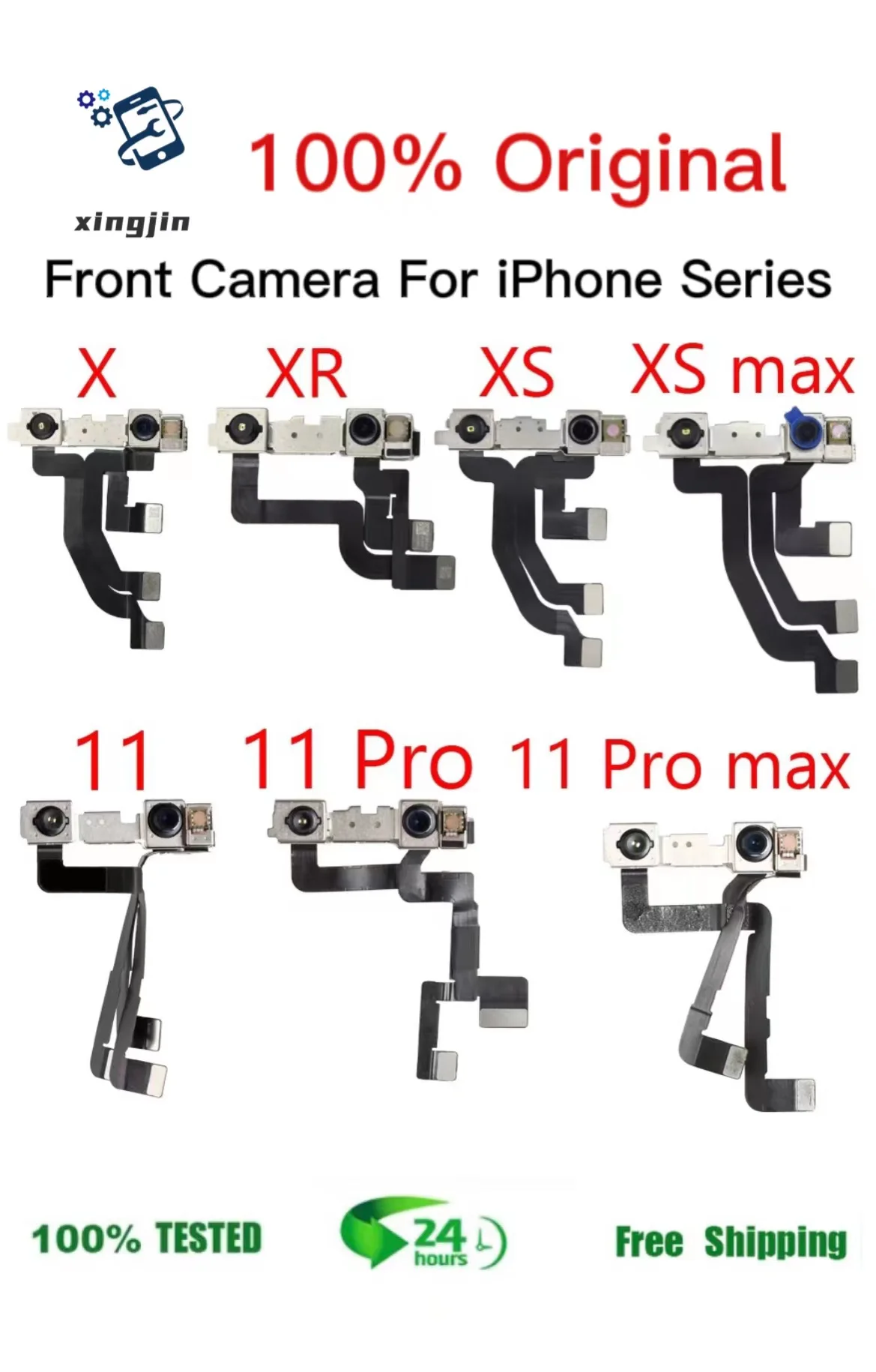 AAA+++ Front Camera For iPhoneＸ XR XS 11 11pro 12 12proMax 13 Proximity Sensor Face Front Camera Flex Cable Phone Repair Parts