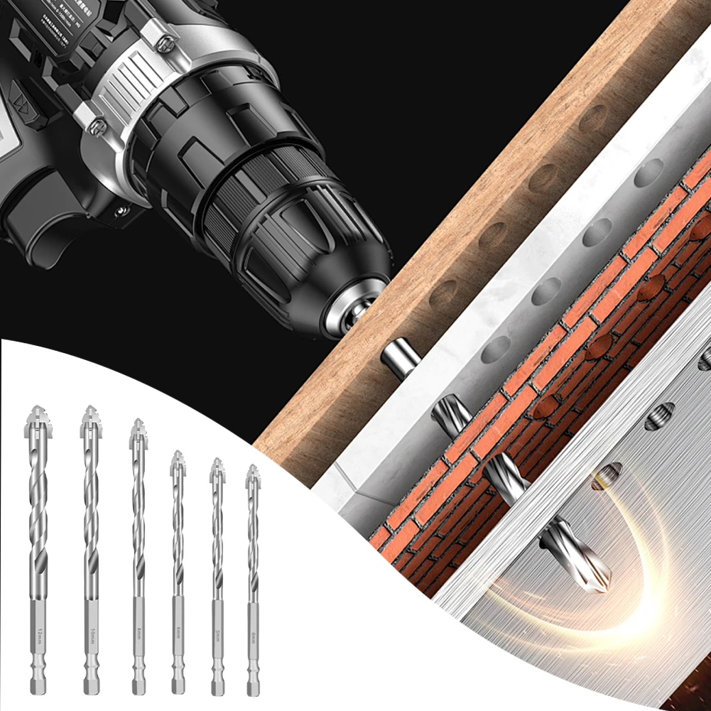 Foret excentrique à dents de scie à 4 lames, foret hélicoïdal excentrique en alliage dur, accessoire d'outil rotatif professionnel à haute résistance 6 pièces