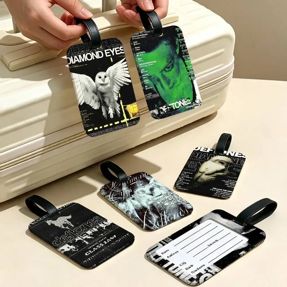 Band Metal D-Deftones PVC Anti lost Luggage Identifier Tag Removable Information Card Holder Travel Baggage Tag