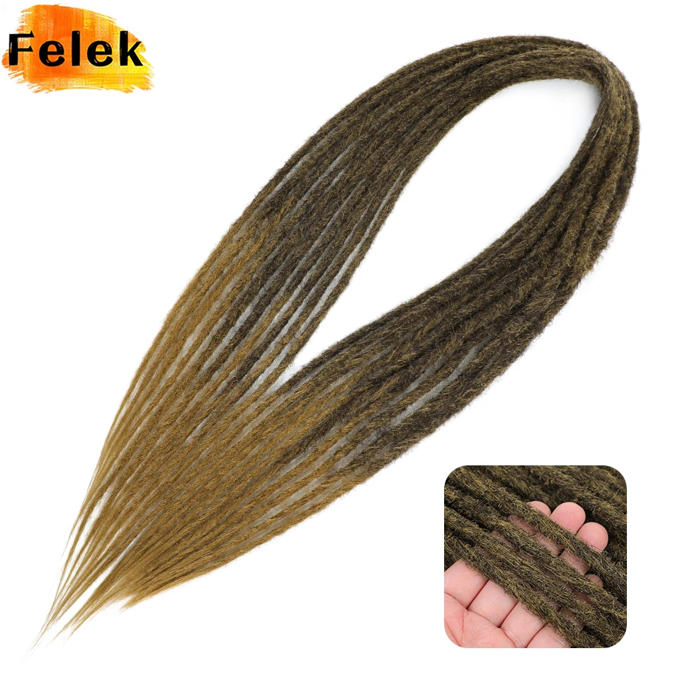 Extensiones de cabello de rastas suaves de doble punta de 24 pulgadas, trenzas de ganchillo sintéticas de imitación, rastas de diosa Hippie Reggae hechas a mano