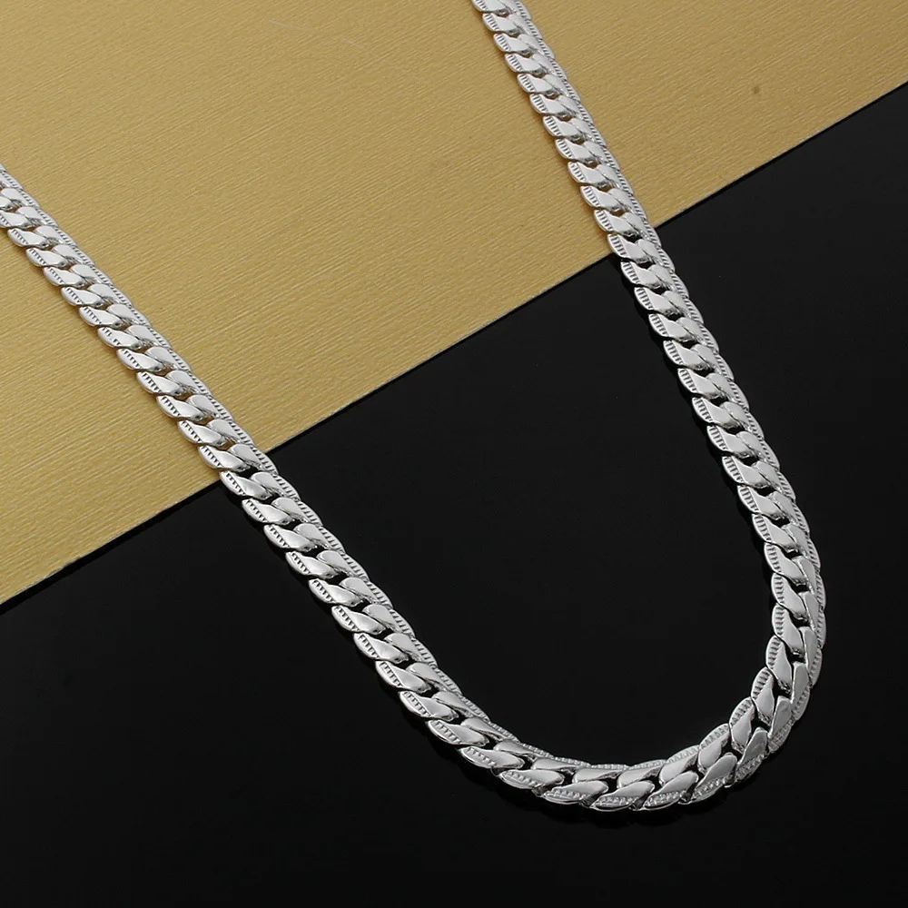 

Alloy necklace 925 silver-plated snake bone chain European and American explosive hip-hop big luxury tycoon