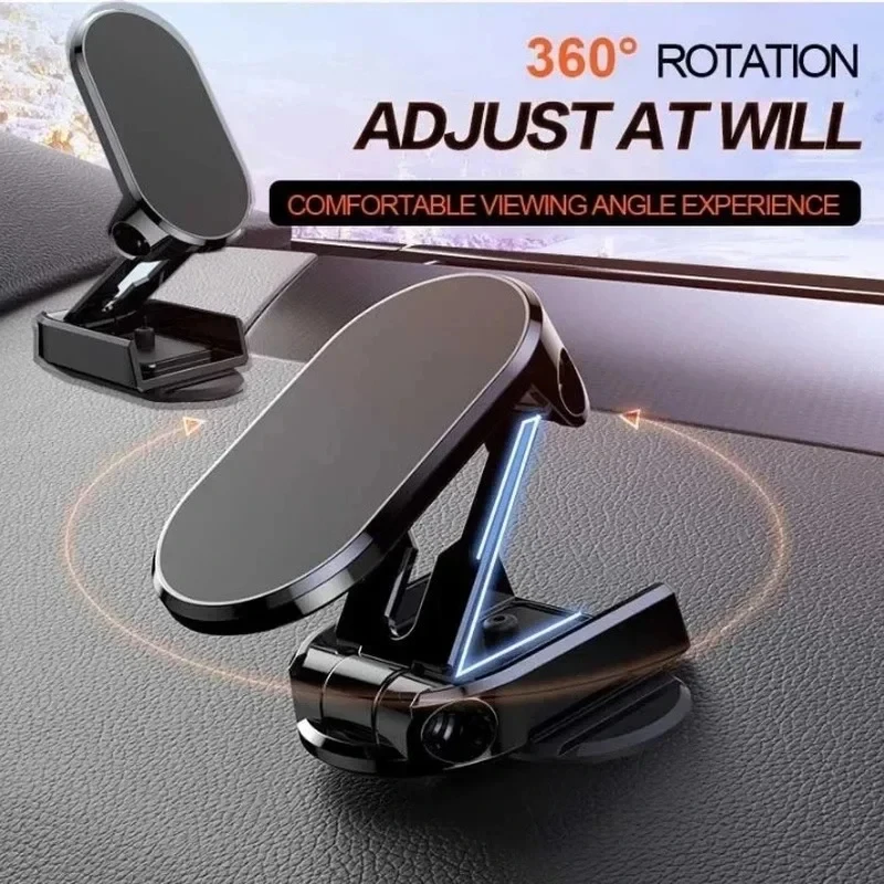 

Metal Magnetic Car Mobile Phone Stand GPS Folding Support For Samsung iPhone Huawei Adjustable Bracket Magnet Dashboard Holder