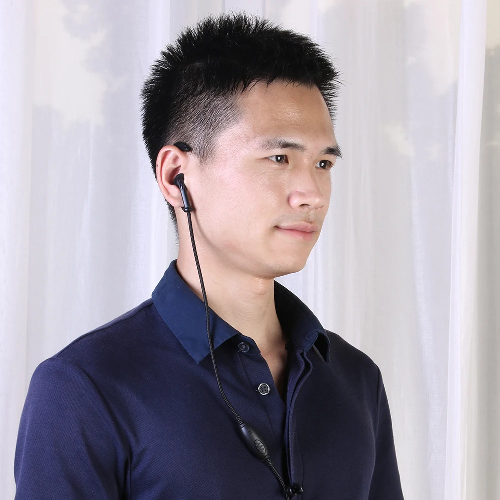 2Pin K Head Braided Earphone Earpiece with PTT Microphone for Kenwood KPG Radio Widely Used in Catering Hotels Outdoor