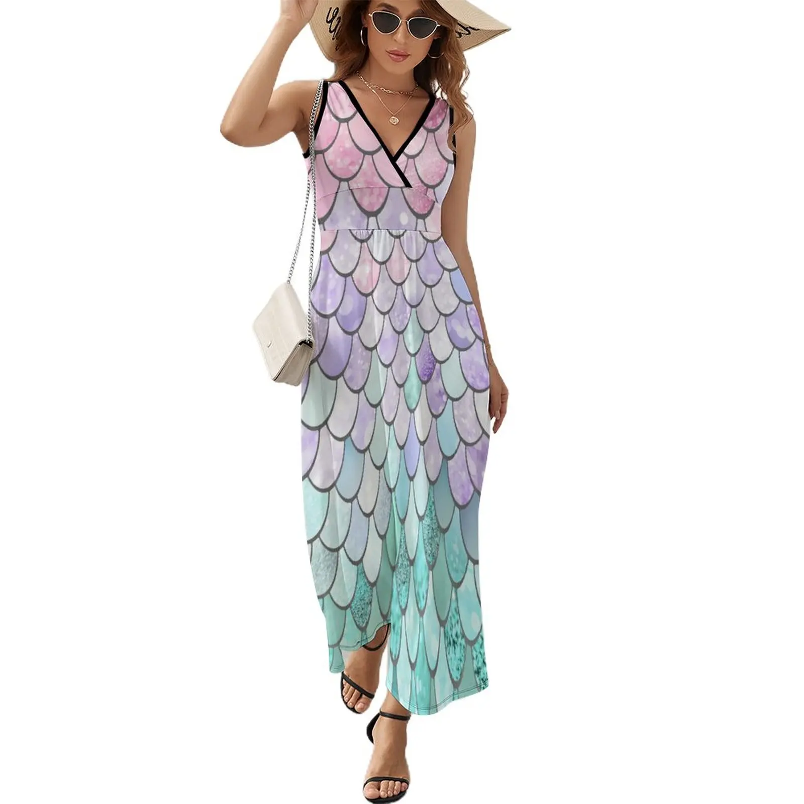 

Mermaid Pastel Pink Purple Dress Vintage Maxi Dress V Neck Design Boho Beach Long Dresses Streetwear Oversized Vestido