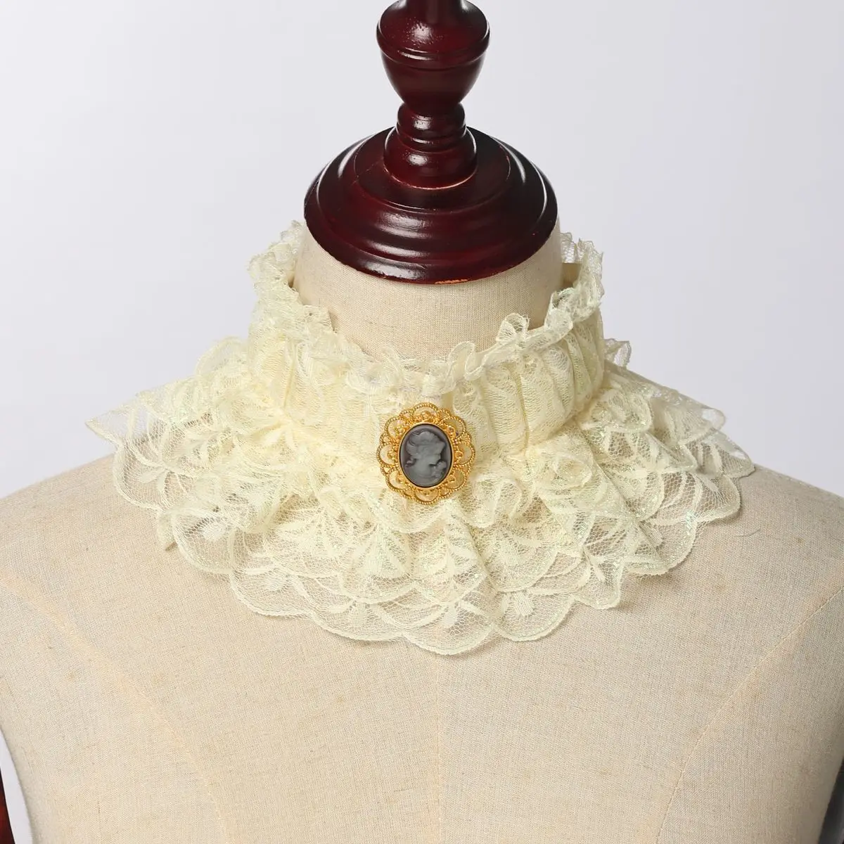 Nuevo estilo de cuello decorativo de imitación, cuello medieval de encaje, cuello de corte, calentador de cuello, cuello alto, único y moderno