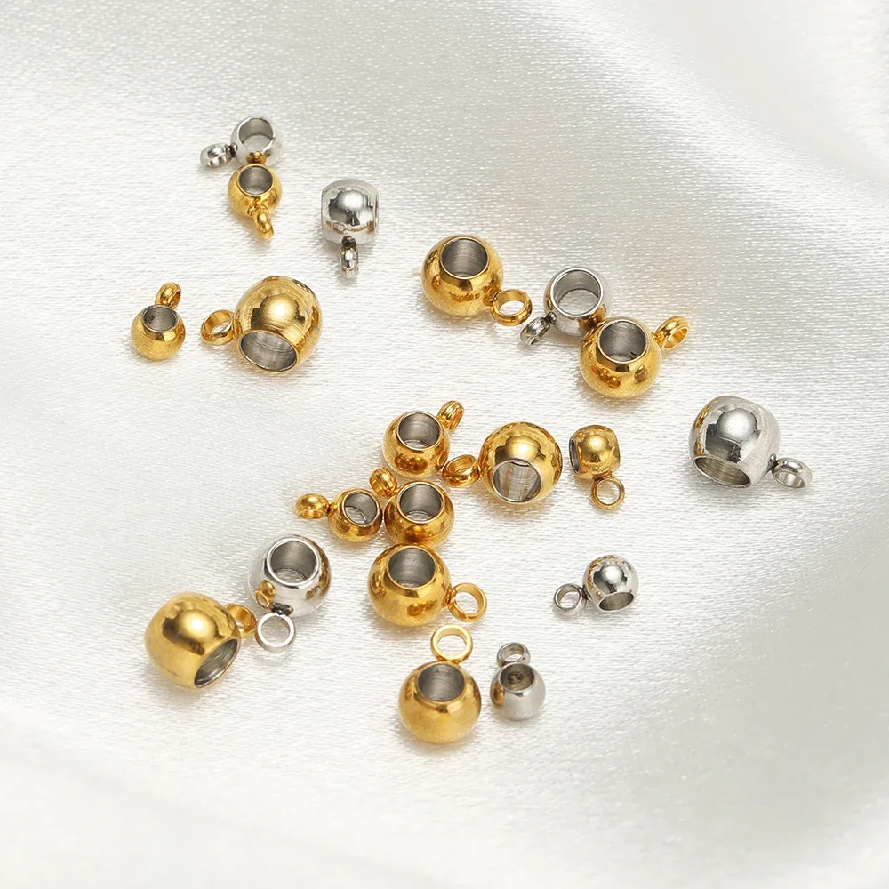 20pcs Gold Plated Stainless Steel 4/5/6mm Spacer Beads Bail Beads Pendant Bulk for DIY Jewelry Making Necklace Bracelet Supplies view 4