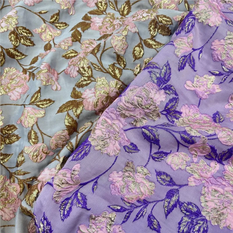 

Golden thread flower relief three-dimensional jacquard women's clothing fabric puffy skirt trench coat and evening dress fashion