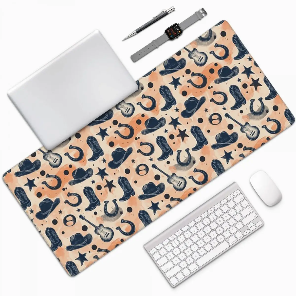 Vintage Western Cowboy Boot Large Mouse Pad Computer Keyboard Mouse Mat Gamer PC Laptop Desk Mat Office Accessories Table Mats