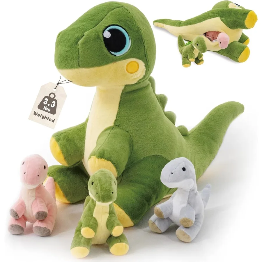 

20 Weighted Plush Dinosaur Stuffed Animal with Babies Inside for Dino Plush Toy in Green and Brown Ideal for Birthday 's Day Ch