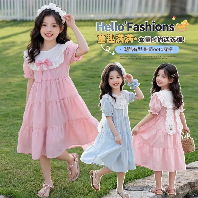 girls-casual-dresses-fashion-girl's-dress-princess-dress-summer-new-lace-trim-tiered-cake-dress-flower-girl-dresses-for-weddings