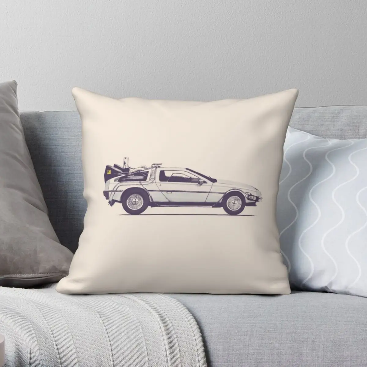 Vintage Car Delorean Square Pillowcase Polyester Linen Velvet Pattern Zip Decorative Throw Pillow Case Home Cushion Cover 18