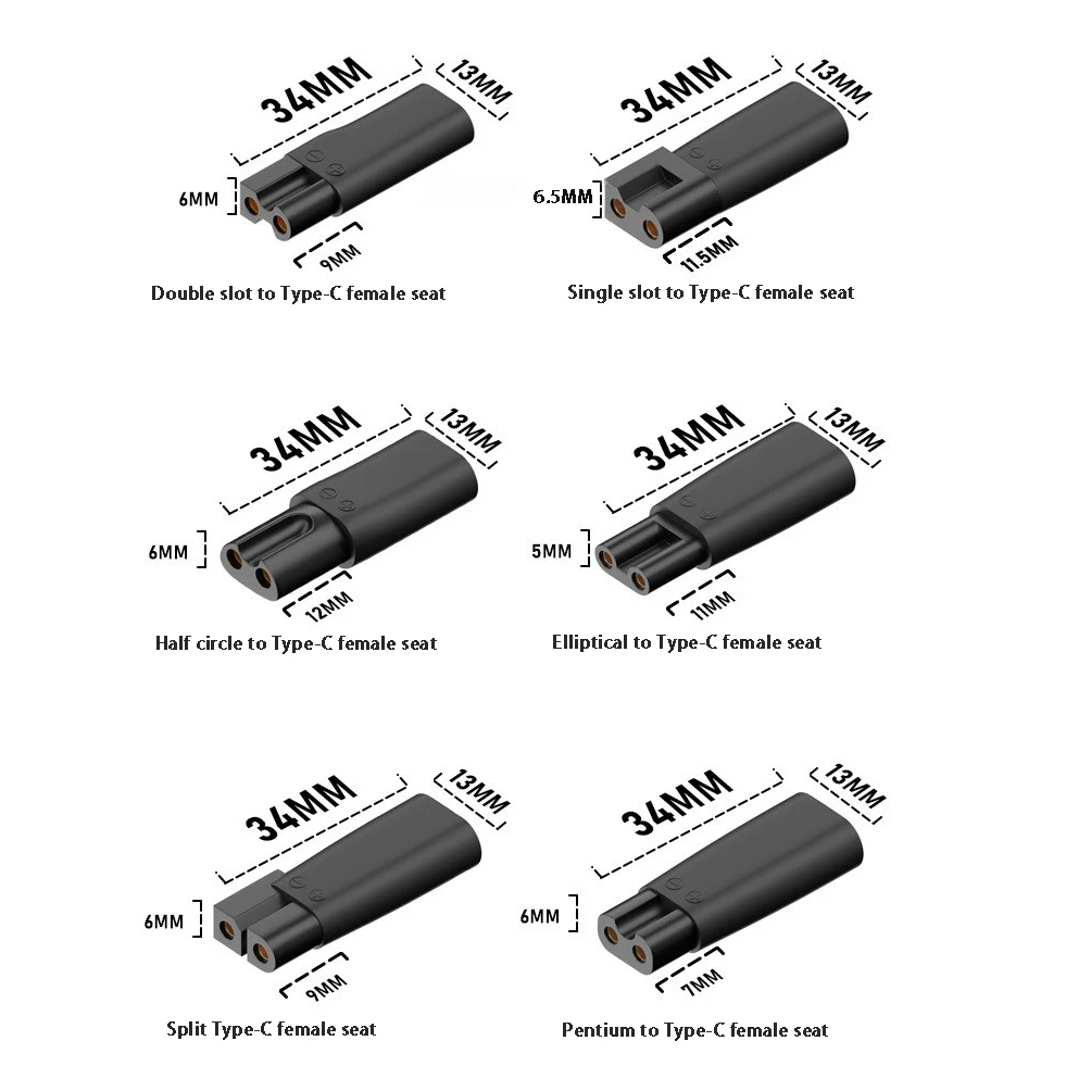 محول شحن أنثى من النوع C ، مناسب لماكينة حلاقة الثقب المزدوج ، مقص شعر بنتيوم ، يمكن استخدامه أثناء الشحن