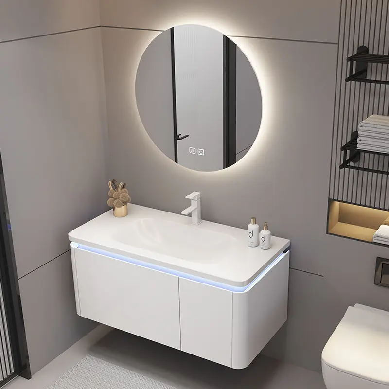 Corian skin sense one basin modern simple smart bathroom mirror cabinet wash basin cabinet combination bathroom washing table