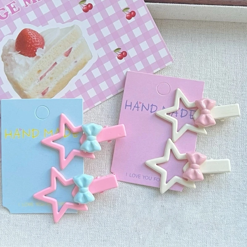 Sweet Girls Pentacle Cream Hair Clip Star Duckbill Clip Girls Barrettes