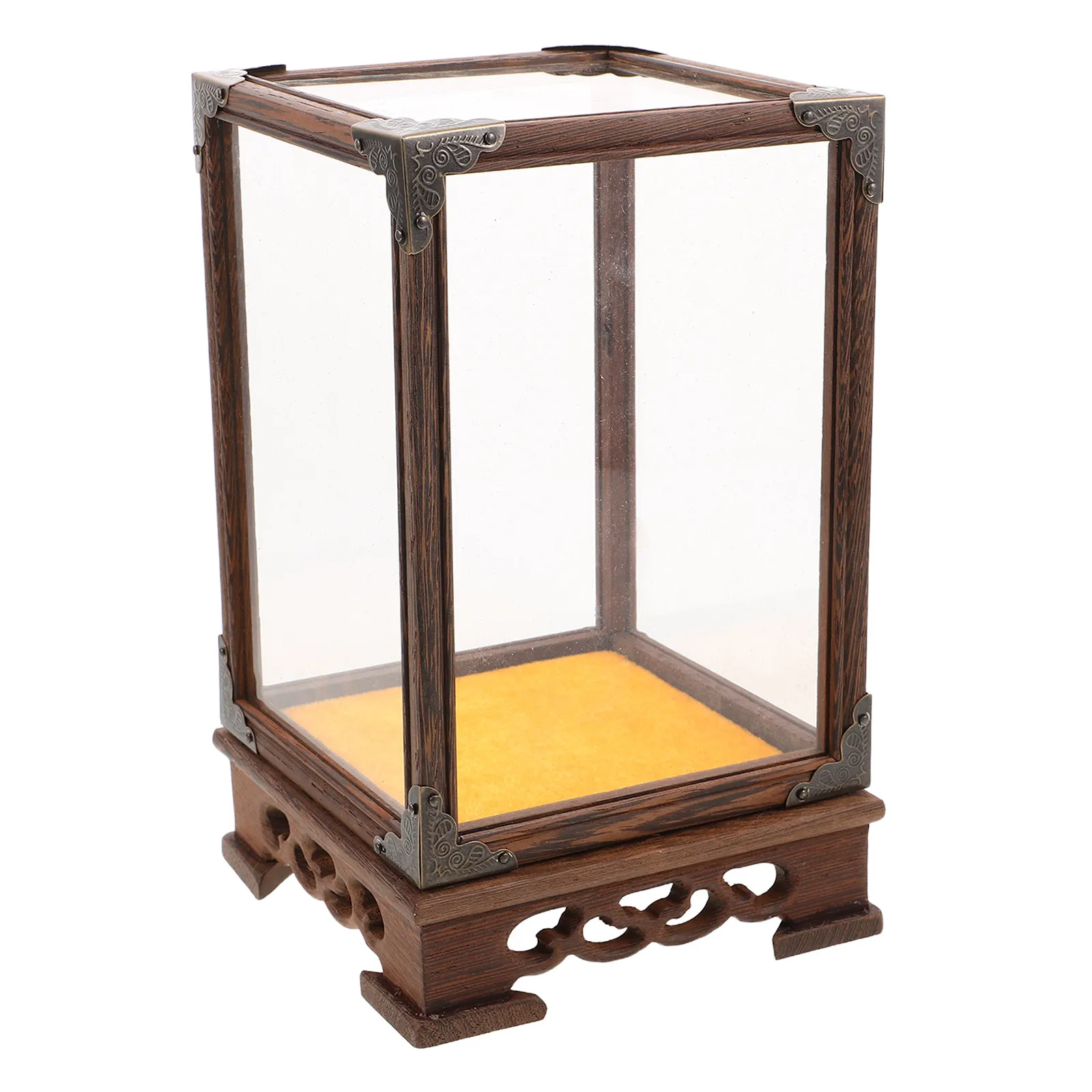 Wooden Glass Collectibles Display Box Clear Glass Top Robust Wood Frame Elegant Corner Design Protection Display Case