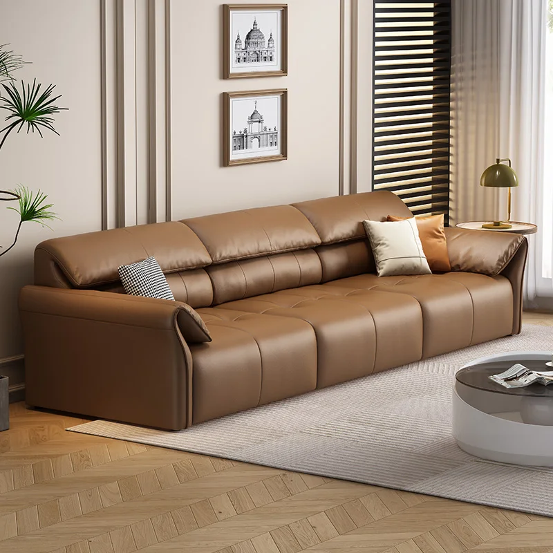 أريكة سرير كهربائية متعددة الوظائف ذات الاستخدام المزدوج، أريكة جلدية ذكية بطبقة رأس، منزلية صغيرة #3